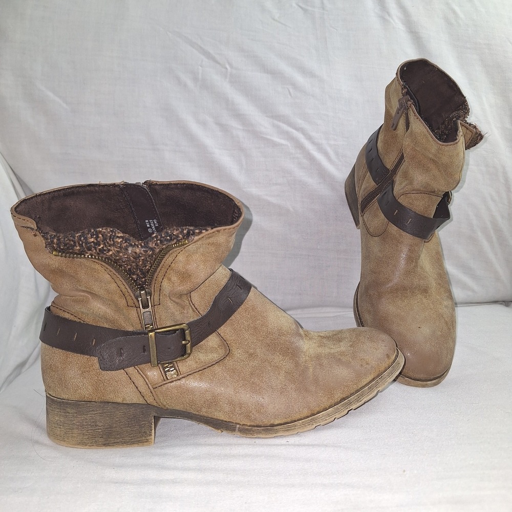 Cottagecore Boho Bohemian Whimsigoth Ankle Boots Jellypop Cate Brown Buckle 8.5M